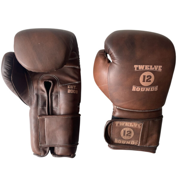 Boxhandschuhe, 12 ROUNDS, Leder, Vintage Braun 12oz