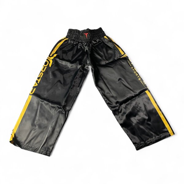 Kickboxhose, 100% Satin, schwarz/gold: MODELL: GOLDEN GLORY