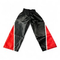 Kickboxhose, 100% Satin, schwarz/rot, MODELL: FIRE PUNCH