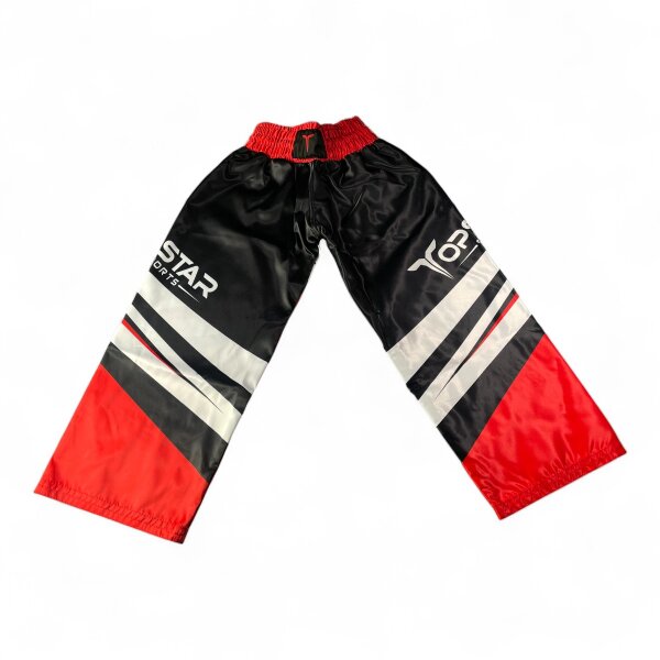 Kickboxhose, 100% Satin, schwarz/rot, MODELL: RED HAWK