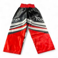 Kickboxhose, 100% Satin, schwarz/rot, MODELL: RED HAWK