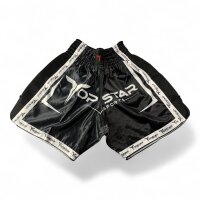 Kick-Thai-Box Shorts, 100% Satin, schwarz/weiß,...