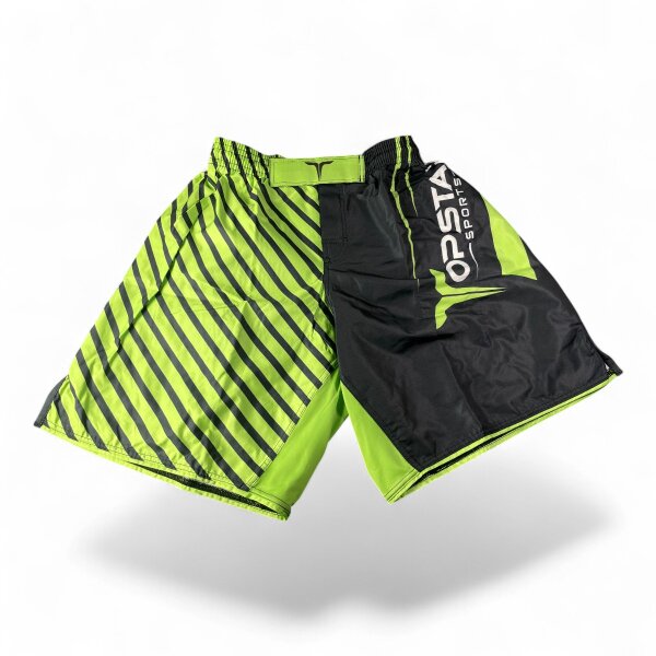 MMA Shorts, 100% Taslan, schwarz/neongrün, MODELL: LIGHTNING FLASH