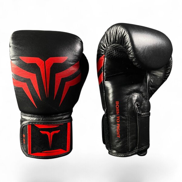 Boxhandschuhe, schwarz/rot, Premium Leder, MODELL: BLACK SHADOW