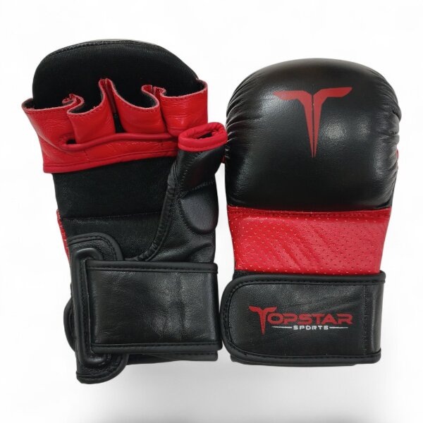 MMA Handschuhe, schwarz/rot, Premium Leder, MODELL: RED GHOST