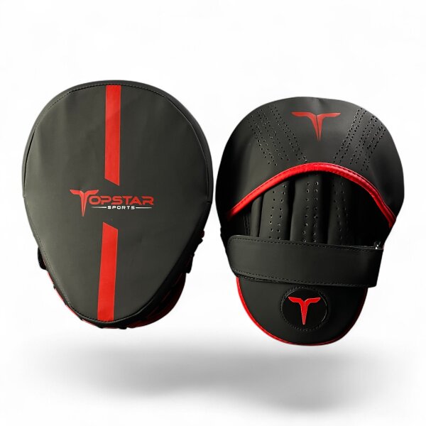 Handpratze, schwarz/rot, Premium Kunstleder in Matt, MODELL: RED IMPACT