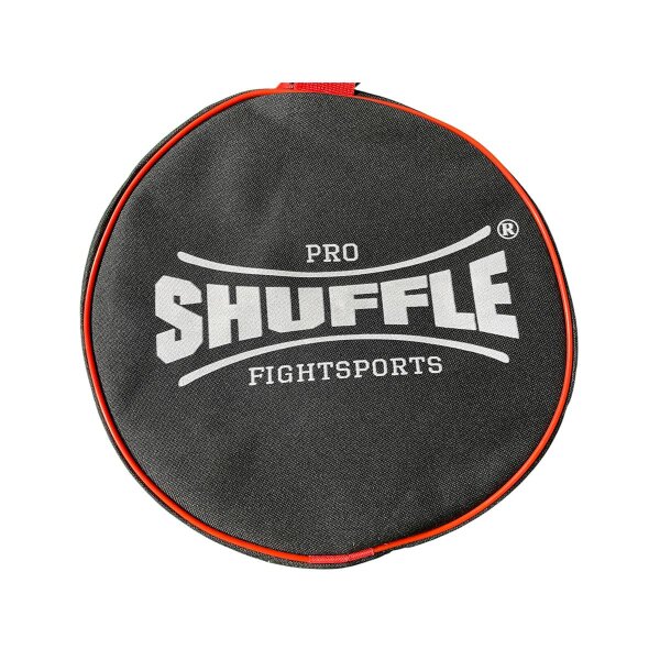 Rollen-Sporttasche, schwarz, rund, Shuffle-Aufdruck