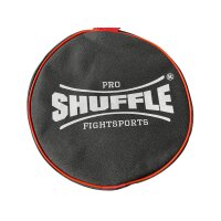 Rollen-Sporttasche, schwarz, rund, Shuffle-Aufdruck