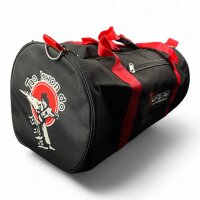 Rollen-Sporttasche, schwarz, rund, TAEKWONDO-Aufdruck