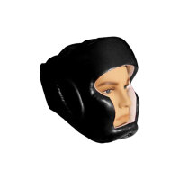 Box Kopfschutz, schwarz, Leder, Jochbeinschutz