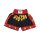 Thai-Box Shorts, schwarz/rot, gelbe Sterne