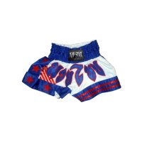 Thai-Box Shorts, weiß/blau/rot
