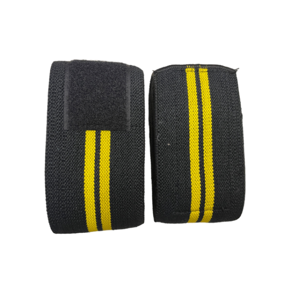 Kneebands, schwarz/gelb, Elastikgewebe