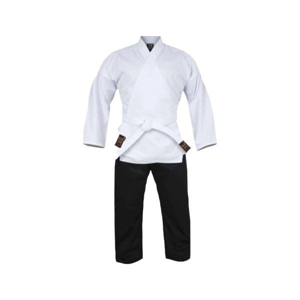 Karate Anzug, weiß/schwarz, 150cm