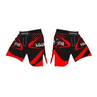 MMA Shorts, schwarz/rot, 100% Taslan