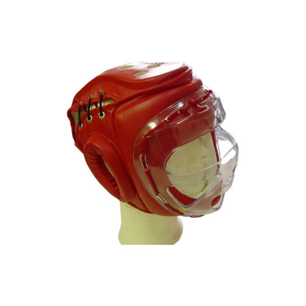 Kopfschutz, rot, m. Plexiglasvisier