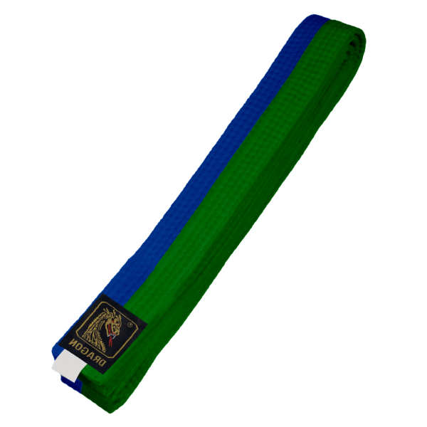 Budo Gürtel, grün/blau, halb&halb
