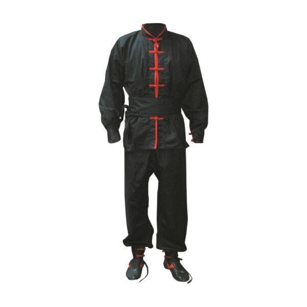 Kung-Fu Anzug, schwarz/rot, KINEMON