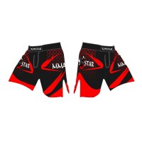 MMA Shorts, schwarz/rot, 100% Taslan