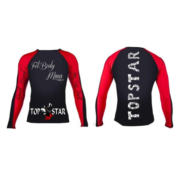 Rash Guard, schwarz/rot