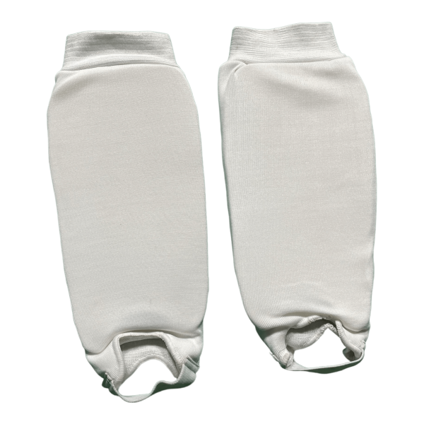 Schienbeinschoner, weiß, m. Sohlenschlaufe
